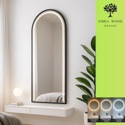 Lustro półowalne z podświetleniem w ramie mdf – PLATO W RAMIE LED